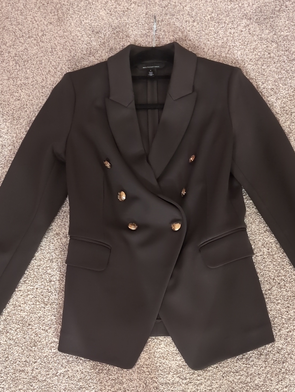 White House Black Market Forest Green Double-Breasted Blazer W/Gold Buttons Sz4